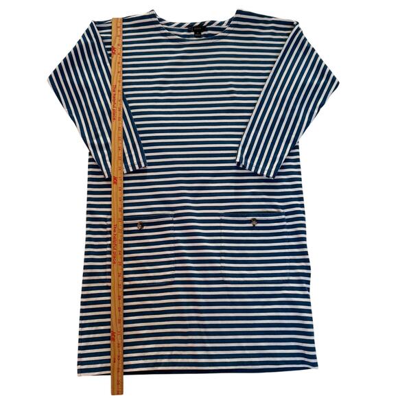 J. Crew Knit Front Pocket Blue White Stripe Shift Dress Size Medium EUC Preppy - Picture 10 of 10